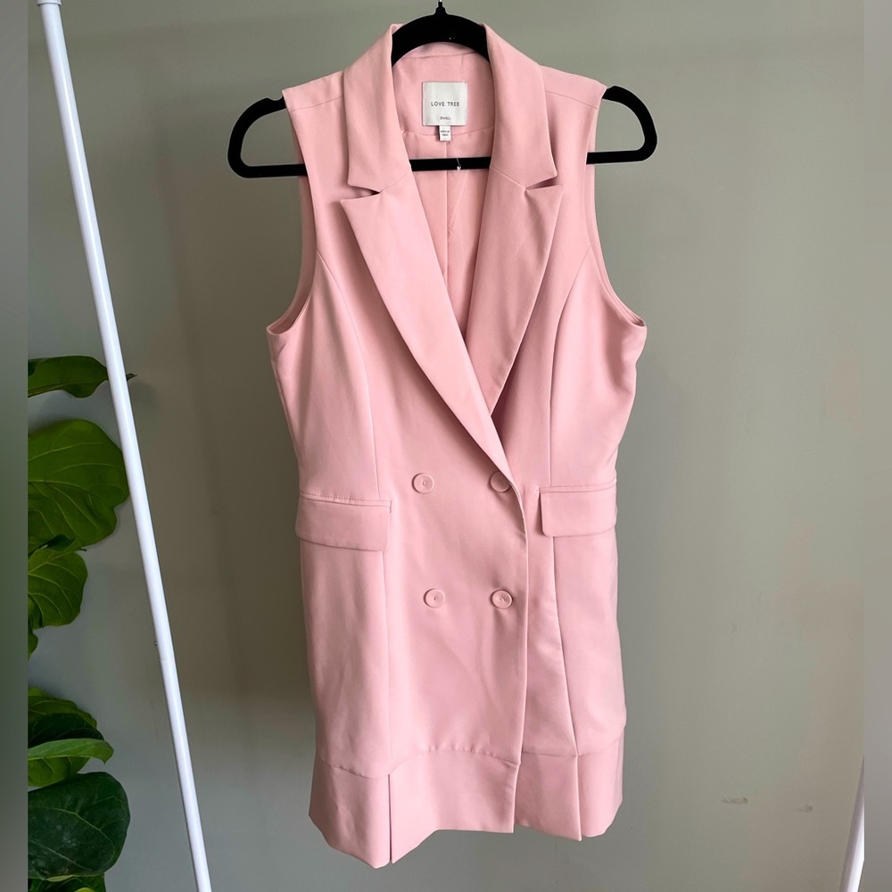 Love Tree Blush Pink Sleeveless Double-Breasted Mini Dress